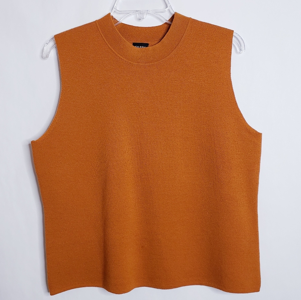 EILEEN FISHER Orange Wool Top Italian Yarn Size L